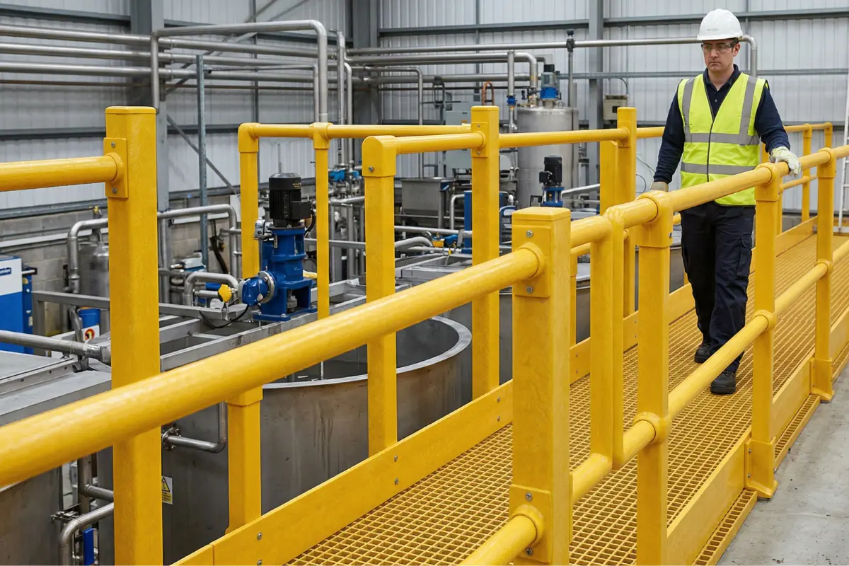 GRP FRP Handrails Safety Barriers Industrial Power Plant
