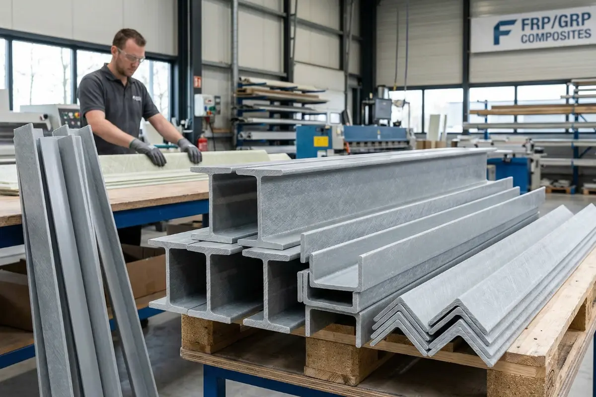 GRP FRP Pultruded Structural Profiles I-beams Angles Power Plant