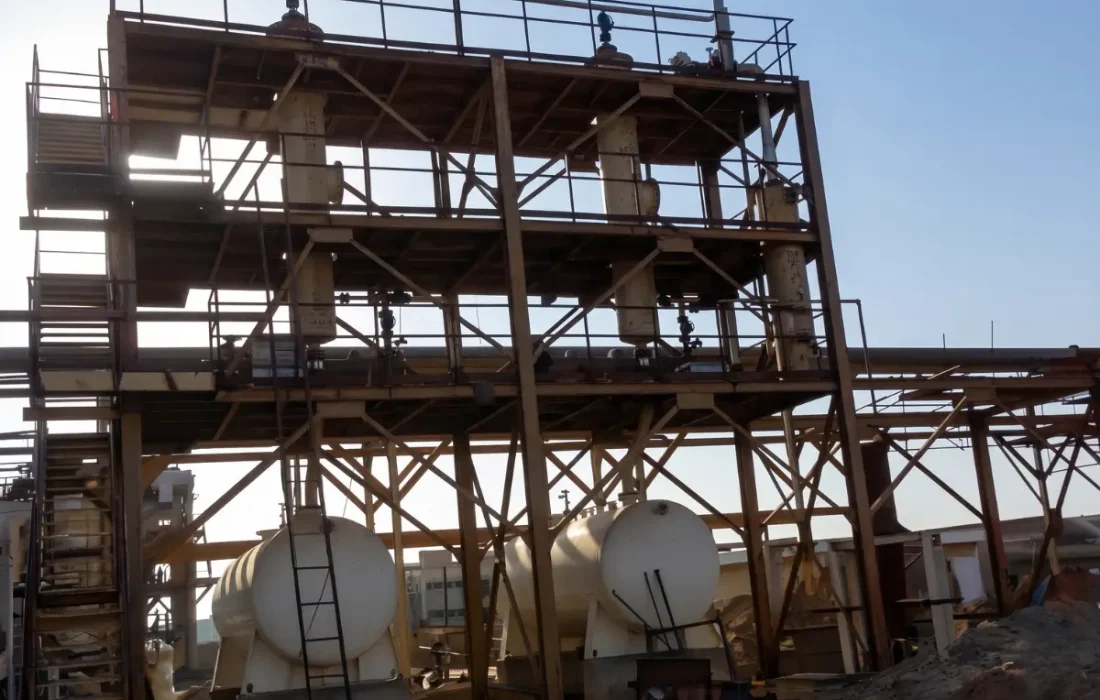 Industrial Sodium Hypochlorite Plant featuring process FRP tanks, rubber tanks, and chlorine gas injector systems by Global Fiberglass Company.